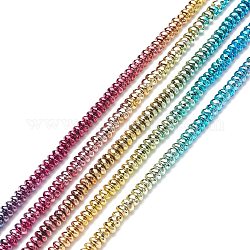 Brins de perles d'hématite synthétiques non magnétiques électrolytiques de couleur arc-en-ciel, facette, rondelle, multi-couleur plaquée, 4x2mm, Trou: 1mm, Environ 184 pcs/chapelet, 15.47 pouce (39.3 cm)