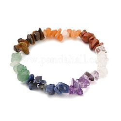 Bijoux chakra, bracelets extensibles de perles de pierres précieuses naturelles, diamètre intérieur: 1-7/8 pouce (4.7 cm), perle: 5~8x5~8 mm