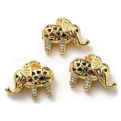Brass with Cubic Zirconia Pendants, Long-Lasting Plated, Lead Free & Cadmium Free, Elephant, Real 18K Gold Plated, 18x23.5x8.8mm, Hole: 3x4.5mm