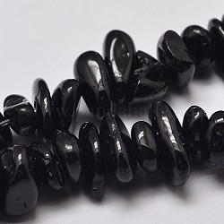Fili di perle di chip di tormalina nera naturale, 4~12x4~7x2~5mm, Foro: 1 mm, circa 33.8 pollice