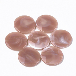 Perles acryliques, style de pierres fines imitation, plat rond, brun rosé, 32x6mm, Trou: 1.6mm