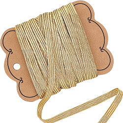 Cordino/fascia elastica piatta gorgecraft, con gomma all'interno, accessori per cucire indumenti per tessitura, oro, 6mm, 20yards / bag