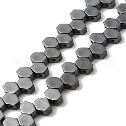 Galvanisierte synthetische nichtmagnetische Hämatitperlenstränge, Hexagon, 6.5x5x3 mm, Bohrung: 1 mm, ca. 98 Stk. / Strang, 16.14'' (41 cm)