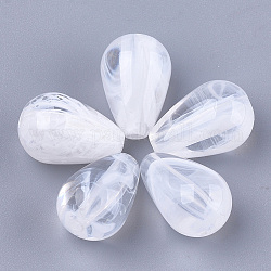 Perline acrilico, gemstone imitato, lacrima, chiaro e bianco, 14.5x10.5mm, Foro: 1.8 mm, circa 640pcs/500g
