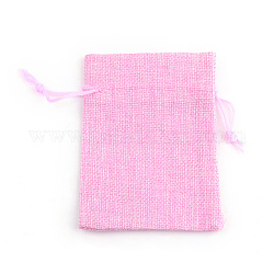 Мешки мешка шнурка упаковки мешка мешка имитационные полиэфирные, розовый жемчуг, 12x9 см