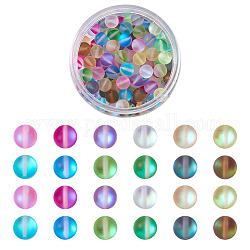 Chapelets de perles en pierre de lune synthétique, teinte, perles holographiques, demi couleur ab plaqué, mat, ronde, couleur mixte, 8mm, Trou: 1mm, 120 pcs / boîte