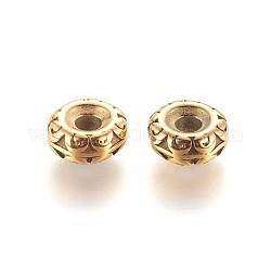 304 Stainless Steel Spacer Beads, Ion Plating (IP), Rondelle, Golden, 9.5x4mm, Hole: 3mm