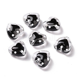 Perles de coeur en verre, avec l'émail, Perle en bourrelet, noir, 12x11.5~12.5x6.5~7mm, Trou: 0.8~1mm