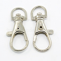 Alloy Swivel Lobster Claw Clasps, Swivel Snap Hook, Platinum, 35x13mm, Hole: 8.5mm