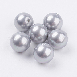 Perle semilavorate a conchiglia, tondo, grigio chiaro, 12mm, Foro: 1 mm