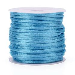 Nylonschnur, Satin Rattail Schnur, für die Herstellung von Perlenschmuck, chinesisches Verknoten, Deep-Sky-blau, 1 mm, ca. 32.8 Yard (30m)/Rolle