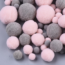 DIY Doll Craft Polyester High-elastic Pom Pom Ball, Round, Gray & Pink, 7~29mm