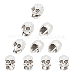 UNICRAFTALE 10Pcs Skull Beads 304 Stainless Steel Spacer Beads Antique Silver Skull Head Loose Beads 4mm Large Hole Skull European Beads Metal Beads for Jewelry Making DIY Bracelet Necklace