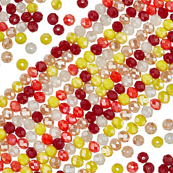 Beebeecraft 10 brins de perles de verre, facette, rondelle, jaune, 3.5~4.5x3~4mm, Trou: 0.5mm, Environ 92~125 pcs/chapelet, 13.39~17.44'' (34~44.3 cm)