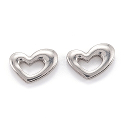 304 Stainless Steel Linking Rings, Heart, Stainless Steel Color, 12x17x3mm