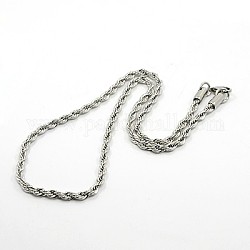 Seil Halskette für Männer, 304 Edelstahlhalsketten, mit Karabiner verschlüsse, Edelstahl Farbe, 17.7 Zoll (45 cm) x 4 mm