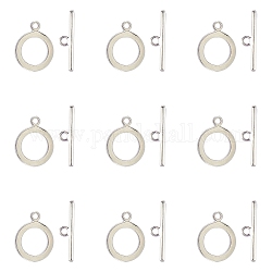 ARRICRAFT Brass Toggle Clasp, Nickel Free, Round Ring, Platinum, Ring: 18x14mm, Bar: 21x2mm, Hole: 1.8mm, 10sets/box