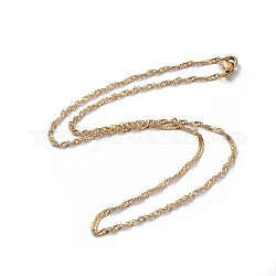 304 in acciaio inossidabile collane a catena singapore, collane a catena con onde d'acqua, con chiusure moschettone, oro, 15.94 pollice (40.5 cm)