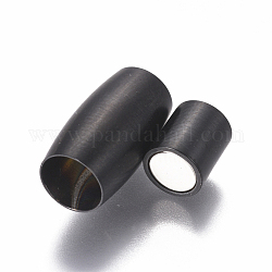 304 fermoirs magnétiques en acier inoxydable avec emembouts à coller, mat, ovale, gunmetal, 14x8mm, Trou: 5mm