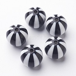 Bunte Streifen Kaugummi stämmig Acrylperlen, Runde, black & white, 19x18 mm, Bohrung: 3 mm, ca. 120 Stk. / 500 g