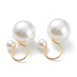 Plastic Imitation Pearl Cuff Earrings, with 304 Stainless Steel Findings, Round, Real 18k Gold Plated, 18mm, Pin: 0.7mm