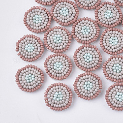 Cabochons aus Glasperlen, Cluster-Perlen, mit Vlies, Flachrund, Distel, 17~18x3.5~4 mm