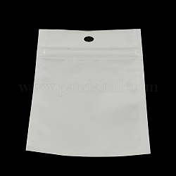 Sacchetti con chiusura a zip in plastica con film perlato, sacchetti per imballaggio risigillabili, con foro per appendere, guarnizione superiore, sacchetto autosigillante, rettangolo, bianco, 10x7cm, misura interiore: 7x6 cm