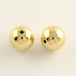 Plated Acrylic Round Beads, Light Gold, 8mm, Hole: 1.5mm