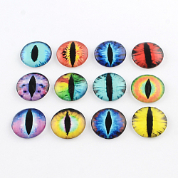 Half Round/Dome Dragon Eye Pattern Glass Flatback Cabochons for DIY Projects, Mixed Color, 25x6mm
