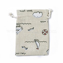 Sacchetti di imballaggio tela, borse coulisse, rettangolo con motivo a vela, colorato, 14~14.4x10~10.2cm