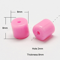 Abalorios de acrílico de colores sólidos, columna, rosa perla, 8x8x8mm, agujero: 2 mm, aproximamente 1075 unidades / 500 g