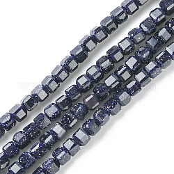 Chapelets de perles en pierre d'or bleue synthétique, facette, cube, 2~2.5x2~2.5x2~2.5mm, Trou: 0.6mm, Environ 178 pcs/chapelet, 15.04 pouce (38.2 cm)