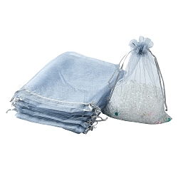 Мешочки из органзы для хранения украшений, свадебные подарочные пакеты с сетчатыми шнурками, светло-серый, 23x17 см