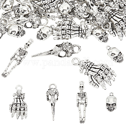 Fingerinspire 60 pz 4 stili metallo scheletro cranio artigli della mano fascino testa di uccello ciondolo scheletro corvo in lega fascini del cranio corvo pendenti in stile tibetano per collana a catena chiave creazione di gioielli braccialetto