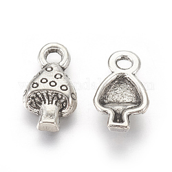 Tibetan Silver Pendants, Lead Free and Cadmium Free, mushroom, Antique Silver Color, 8x13mm, hole: about 2mm