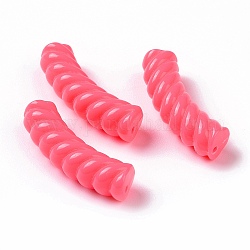 Opake Legierung Perlen, Twist, gebogenes Rohr, neon rosa , 33x12x8.5 mm, Bohrung: 1.6 mm, ca. 308 Stk. / 500 g