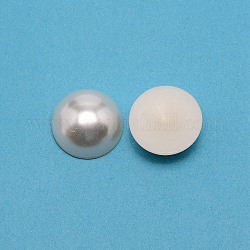 Cabochon in abs con imitazione plastica, mezzo tondo, argento, 18x5mm, circa 200pcs/scatola