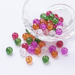 Perlas de vidrio craquelado pintado, mezcla de navidad, redondo, color mezclado, 8~8.5x7.5~8mm, agujero: 1 mm, aproximamente 100 unidades / bolsa