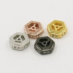 Perline in ottone zirconi, esagono, colore misto, 8x8x2.5mm, Foro: 0.5 mm