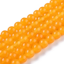 Perline di giada bianco naturale, tondo, tinto, arancione, 10mm, Foro: 1.2 mm, circa 38pcs/filo, 14.96'' (38 cm)