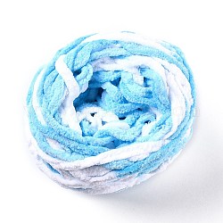 Filato morbido per uncinetto, filato per maglieria spesso per sciarpa, scactola, realizzazione di cuscini, cielo blu profondo, 7~8mm, 65.62 iarda (60 m)/rotolo