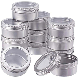 BENECREAT 12 Pcs 80ml Aluminum Tin Jars, Round Aluminum Tin Cans Cosmetic Containers with Screw Cap Lid for DIY Crafts Salve Candle Travel Storage-Platinum