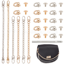 CHGCRAFT 6Pcs Purse Strap Extender with 12Pcs Studs Rivets D Ring Bag Chain Purse Straps Replacement for Purse Strap Wallet Handbags, Golden and Silver, 7.9~12 Inch Length