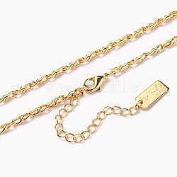 Laiton colliers de chaîne de lien, Plaqué longue durée, mot fait main, véritable 18k plaqué or, 16-5/8 pouce (42.1 cm)