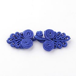 Conjuntos de botones de nudos hechos a mano de ranas chinas, botón del poliester, flor, azul real, 64~72x21~24x4~5mm