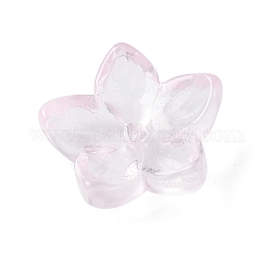 Tappi di perle di vetro, fiore di spuntini di nebbia, blush alla lavanda, 12x12.5x4.5mm, Foro: 1.5 mm