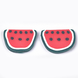 Handgemachter Ton-Cabochon, Wassermelone, rot, 17~18x23~24x2~3 mm