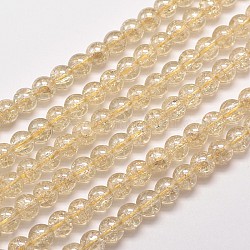 Electroplate Synthetic Crackle Quartz Bead Strands, Full Rainbow Plated, Round, Wheat, 6mm, Hole: 1mm, about 66pcs/strand, 15.7 inch