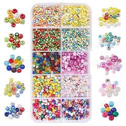 100 g 10 styles de couleurs opaques, transparentes et métalliques et perles de rocaille en verre dépoli et doublées d'argent, trou rond, ronde, couleur mixte, 1.8~4x1.3~2.5mm, Trou: 0.7~1.2mm, 10 g / couleur