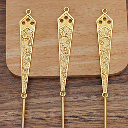Eisen-Haar-Stick Zubehör, mit Alloy-Link-Anschluss, Vieleck, golden, 176x9x5.5 mm, Stift: 2.5 mm, Bohrung: 2 mm